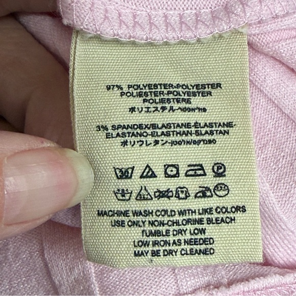 Free People Pink Ribbed Button Top L Boho Fitted Stretch Casual Chic - Picture 9 of 10